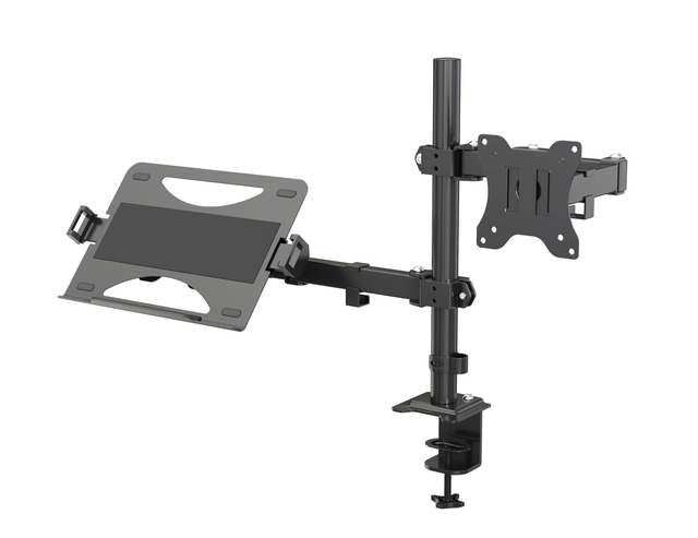 V-mounts New Black Ergonomic Desktop Laptop Mount Monitor Combo Bracket C-clamp/desk Grommet 90 Degrees 8kgs/17.6lbs VM-LH12