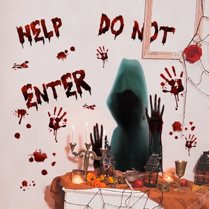 DAMAI Halloween Bloody Handprint Footprint Window Stickers Wall Stickers for Halloween Party Decorations Inside Outside Decor - Product Image 4