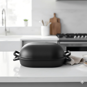 Marmite ovale en fonte pré-assaisonnée 2-en-1, antiadhésive, pour cuisson combinée, moule professionnel pour pain au levain artisanal - Product Image 2
