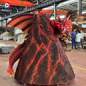 Maßgefertigter Animatronischer Prähistorischer Drache auf <span class=keywords><strong>Vulkan</strong></span> Lebensgroße Filmfigur Animatronischer Dinosaurier für Themenpark-Außenausstellung - Product Image 3