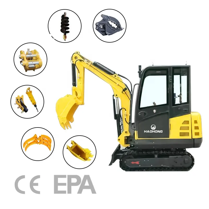 Cina 0.8 Ton 1.8 Ton 2 Ton 2.2 Ton 2.5 Ton 3 Ton Hidrolik Crawler Penggali Mini Excavator untuk Dijual