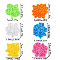 Ensemble de découpoirs à biscuits 3D sans BPA, motifs fleurs (Rose, Tournesol, Marguerite, Tulipe), moules à biscuits de qualité alimentaire avec tampon pour la pâtisserie DIY