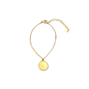 Stainless Steel <b>Bracelet</b> With Coin Pendant Gold Tone <b>Adjustable</b> Chain For Women Fashion Jewelry - Product Image 2