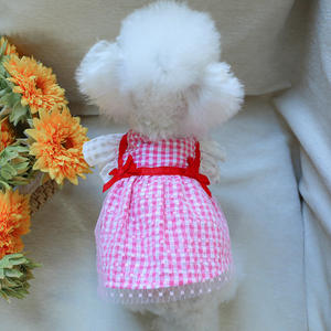 Produsen pakaian hewan peliharaan rok anjing kecil musim semi dan musim panas rok <span class=keywords><strong>Tartan</strong></span> pakaian anjing - Product Image 2