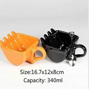 3D <strong>Yellow</strong> Excavator Bucket Model Cafe Coffee <strong>Mug</strong> With Spade Shovel Spoon Funny Digger Ashtray Cake Container Tea Cup W24-536 - Product Image 2