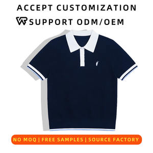 니트 의류 폴로 티셔츠 브랜드 디자이너 자수 폴로 셔츠 최고급 폴로 남성용 면 폴로 셔츠 - Product Image 2