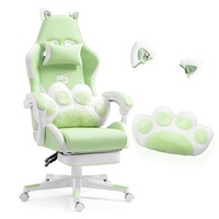 Coussin lombaire minimaliste mignon en forme de patte de chat, oreilles de chat, siège de course, rose kawaii, chaise de jeu inclinable pour ordinateur pour fille