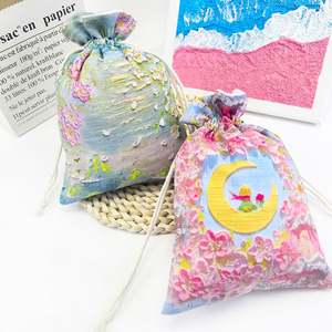 Bolsa de Gasa Colorida con Estrellas y Luna Doradas, Material de Algodón para Empaque de Regalos, Dulces y Joyería - Product Image 2