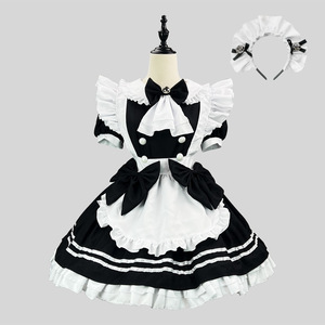 Maid Outfit Black White Lolita Style Dress With Apron And Headband Women Fancy Costume - Product Image 1