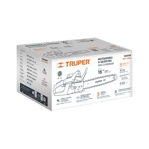 Tronçonneuse à essence Truper 50cc avec barre de 16 '2 temps de qualité industrielle et bricolage Caractéristiques électriques Barre de guidage 12in OEM personnalisable - Product Image 1
