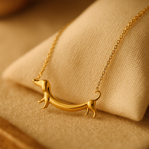 Collar de Moda Dorado de Perro Salchicha con Lindo Dije de Perro Salchicha y Cadena de Eslabones de Aleación, Joyería para Amantes de los Perros - Product Image 1