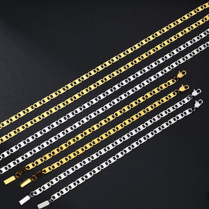 5. سلاسل عنق عنق من الفولاذ المقاوم للصدأ للنساء ، قلادات ترقوة ذهبية PVD للنساء ، طقم سوار وقلادة بسلسلة ربط بمارينر مسطحة - Product Image 3