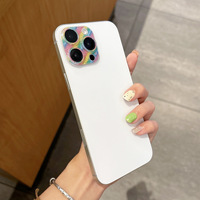Film de protection d'objectif en verre trempé 3D AR+AF avec paillettes intégrées à la mode pour iPhone 16 15 14 13, couverture complète