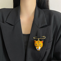 Broche de mode personnalisée en alliage plaqué or émaillé motif tigre pour enfants et femmes, épingle de costume exquise, étanche, cadeau idéal