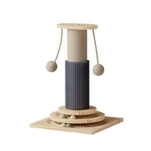 Solid Wood Rotating <b>Scratching</b> <b>Post</b> 25Cm <b>Cat</b> Toy Sisal Gentle On Skin Non Shedding <b>Cat</b> Supplies - Product Image 3
