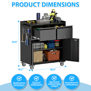 Aobabo OEM Garage Storage Cabinet Metal <b>Tool</b> Cabinet 2 Door with Pegboard and 2 <b>Drawers</b> Black Anti-Corrosion - Product Image 5