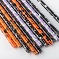 Pailles réutilisables en plastique pour Halloween, 9 pouces, motifs citrouille, chauve-souris, squelette, araignée, pour verres Mason, cadeaux de fête