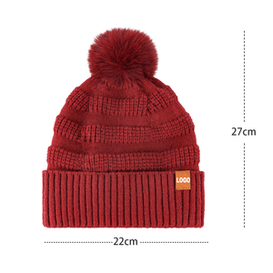 <span class=keywords><strong>Bonnet</strong></span> en tricot jacquard pour femme avec <span class=keywords><strong>pompon</strong></span>, rouge, noir, gris, <span class=keywords><strong>kaki</strong></span>, beige, chaud pour l'hiver, double couche brossée - Product Image 3