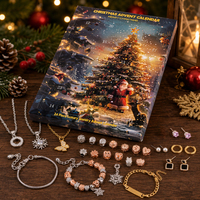 Calendrier de l'Avent de Noël 2026, boîte cadeau de bijoux, compte à rebours de 24 jours avec collier, bracelet, boucles d'oreilles, ensemble de bijoux DIY pour femmes