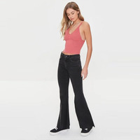 Pull en maille pour femme, haut court à bretelles fixes, sexy, côtelé, uni, broderie, printemps, de haute qualité