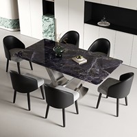 Table à manger moderne en pierre, fabriquée en Chine, pour salle à manger, restaurant, 6 places