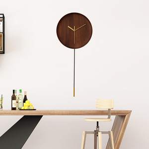 Reloj de Pared de Madera de Nogal Negro, Moderno, Creativo, Estilo Nórdico Español, Relojes de Pared con Péndulo, Silencioso, Decoración para Sala de Estar, Regalo para el Hogar - Product Image 4