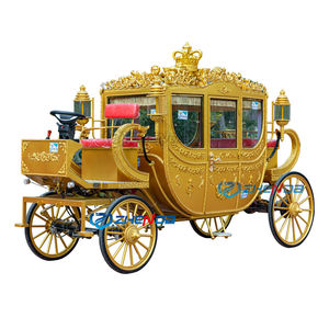 Golden Royal Horse Carriage Wagon <span class=keywords><strong>Voiture</strong></span> électrique de loisirs Citrouille électrique Calèche tirée par des chevaux Prix de <span class=keywords><strong>location</strong></span> - Product Image 1