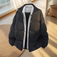 Veste d'hiver en duvet pour homme, veste légère décontractée à col montant, imperméable, coupe-vent, ample et chaude