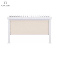 Pergola à lames orientables en aluminium Norwester Storm, toit bioclimatique motorisé, gazebo de jardin extérieur, imperméable