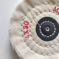 Roue de polissage en coton extra épais 6*50 Roue de polissage blanche Roue de polissage jaune avec trou d'arbre de 5/8 pouces