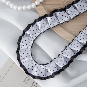 Nastro in Pizzo Plissettato a Pois a Doppio Strato da 2,5 cm, Materiale per Fai da Te - Product Image 3