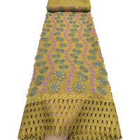 Kain Asoebi NI.AI Mewah dengan Hiasan Bunga 3D, Bahan Katun Lace yang Dapat Larut dalam Air, untuk Gaun Pengantin