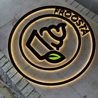 Letrero LED Personalizable con Logotipo Metálico, Letrero 3D Retroiluminado para Recepción de Negocios, Letrero Personalizado para Cafetería