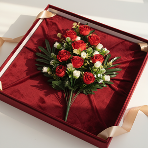 Rose artificielle en soie en forme d'éventail à 15 têtes, idéale <span class=keywords><strong>pour</strong></span> la décoration funéraire des tombes, cimetières et vases. - Product Image 6