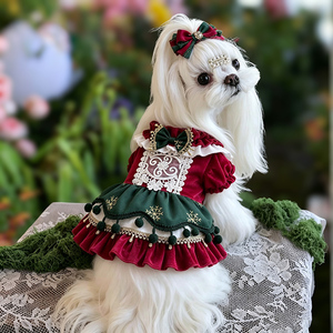 Vestido Navideño para Perros Pequeños con Lazo, Falda Tutú Floral para Mascotas, Ropa Transpirable de Verano para Perros, para <span class=keywords><strong>Chihuahua</strong></span>, Yorkie - Product Image 1