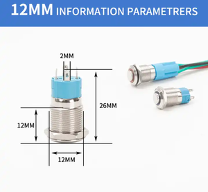 Wholesale 12mm/16mm/19mm/22mm On-Off <strong>Push</strong> <strong>Button</strong> <strong>Switch</strong> Low Voltage Power Technology Stainless Steel IP65 Momentary China - Product Image 3