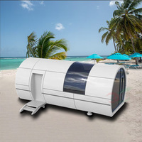 Extérieur camping espace préfabriqué maison capsule avec salle de bain forme ronde mini hôtel mobile intérieur de luxe