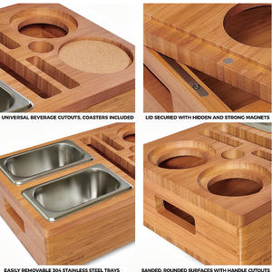 Canapé, canapé, <span class=keywords><strong>lit</strong></span>, gobelet et porte-boisson Plateau en bois <span class=keywords><strong>avec</strong></span> couvercle amovible - Product Image 4