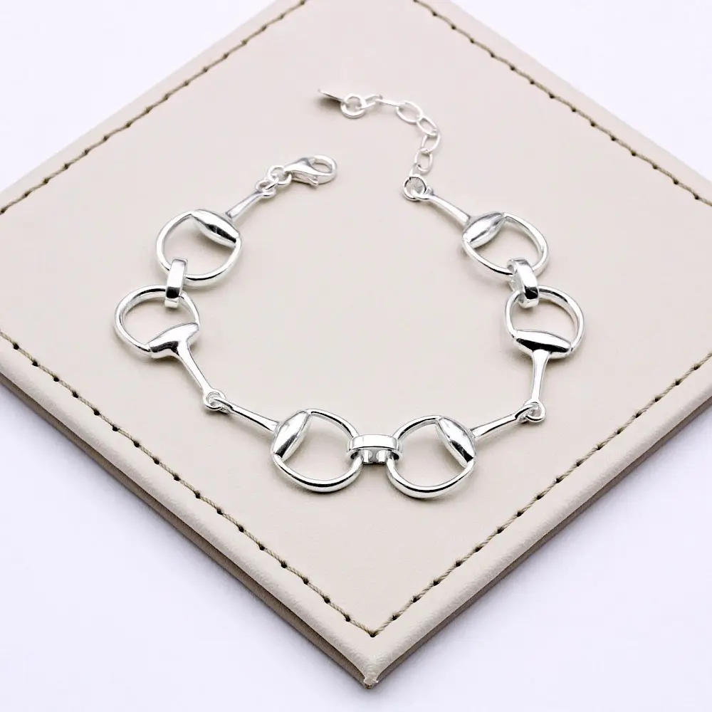 New 925 Sterling Silver Lover Charm Equestrian Horse Jewelry Snaffle Bit Link Bracelet For Women Girl