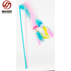 Fabrik Großhandel Katze Interaktives Spielzeug Teaser Stick Katzen spielzeug Feder Katze Teaser Zauberstab Flauschiger Schwanz Kunst pelz für Kätzchen - Product Image 6