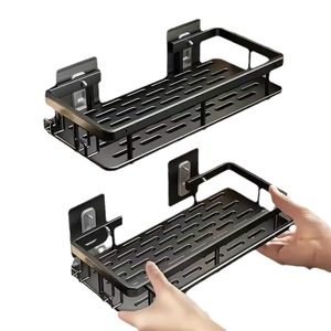 Mensola Angolare Moderna a Doppio Ripiano da Parete in Plastica e Metallo <span class=keywords><strong>per</strong></span> Bagno, Articoli <span class=keywords><strong>per</strong></span> WC e <span class=keywords><strong>Lavabo</strong></span>, Soggiorno - Product Image 1