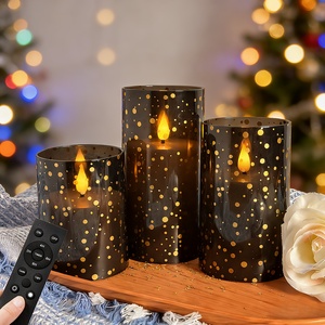 <span class=keywords><strong>Bougie</strong></span> LED sans flamme avec un motif floral à pois dorés, <span class=keywords><strong>bougie</strong></span> LED à piles avec une <span class=keywords><strong>grande</strong></span> télécommande noire - Product Image 4