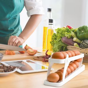 Wholesale 2-Tier Auto Rolling Eggs <b>Storage</b> <b>Box</b> New Design Kitchen Refrigerator Dispenser <b>Bins</b> - Product Image 2