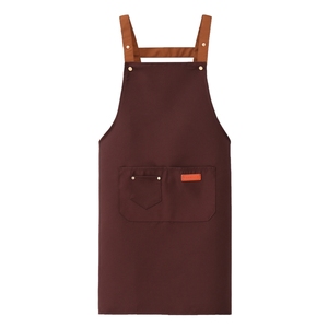 <strong>Custom</strong> logo Best Polyester Cotton Fabric Canvas <strong>Bib</strong> Breathable Brown <strong>Adult</strong> Apron With Pockets - Product Image 2