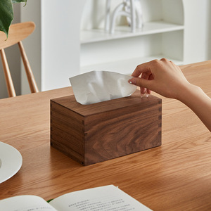 <b>Black</b> walnut <b>tissue</b> box, living room desktop remote control storage box, wooden <b>tissue</b> box, restaurant <b>paper</b> box, custom logo. - Product Image 2
