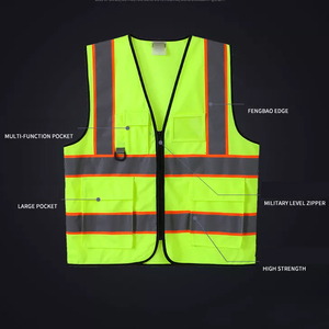 <span class=keywords><strong>Gilet</strong></span> <span class=keywords><strong>de</strong></span> <span class=keywords><strong>sécurité</strong></span> réfléchissant <span class=keywords><strong>jaune</strong></span> fluo <span class=keywords><strong>orange</strong></span> pour travaux routiers HCSP - Product Image 2