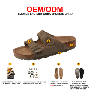 Sandales Birkenstock originales allemandes en cuir véritable et liège, à enfiler, avec sangle réglable, écologiques et durables, support OEM/Hommes - Product Image 3