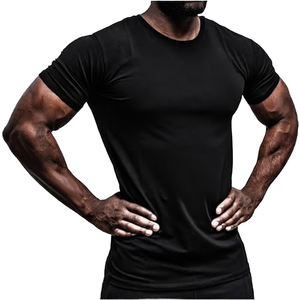 T-shirt de fitness pour homme FLW, tricoté, uni, à séchage rapide, manches courtes, respirant, anti-transpiration, logo personnalisé, coupe classique, style sportif - Product Image 1