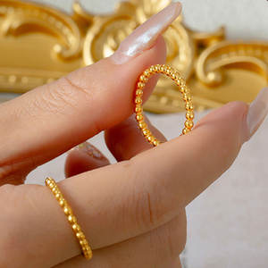 Anillos Impermeables Que No Se Deslustran, Chapados en Oro PVD de 14k y 18k, Anillo de Moda de Acero Inoxidable 316L con Cuentas para Mujer - Product Image 2