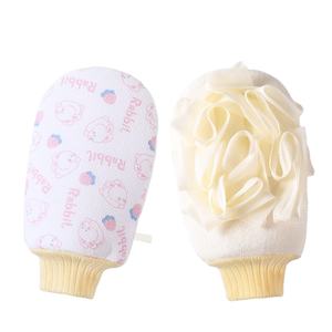 Toalla de Baño de Doble Cara con Diseño de Dibujos Animados, Guantes de Baño Elásticos y Elegantes para Mujer, Patrones Florales, Esponja Ovalada para Fregar, Hecha de Poliéster - Product Image 1